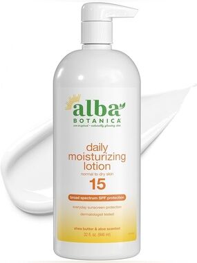 Alba Botanica Daily Moisturizing Lotion | SPF 15 | Normal/Dry Skin | 32oz w/Pump